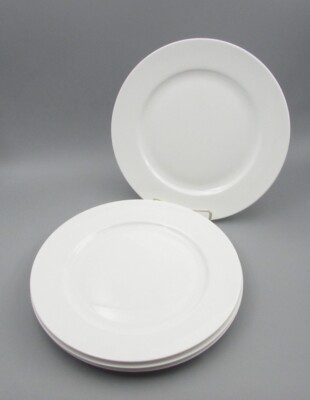 Mikasa Bone China LAUSANNE White Dinner Plates - Set of Four - New