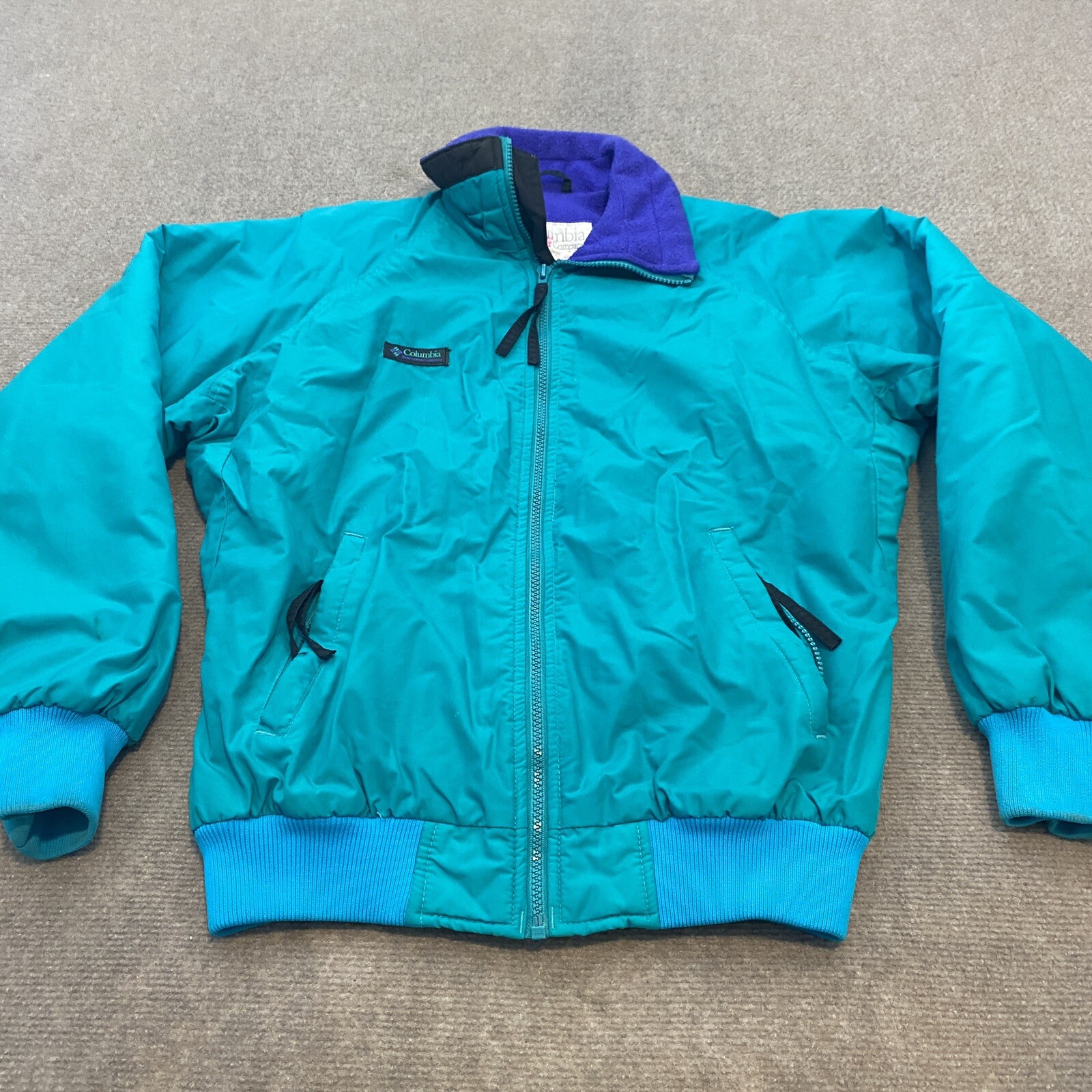 Vintage 90s Y2K Teal Colorblock Columbia Ski Jacket Small Radial Sleeve
