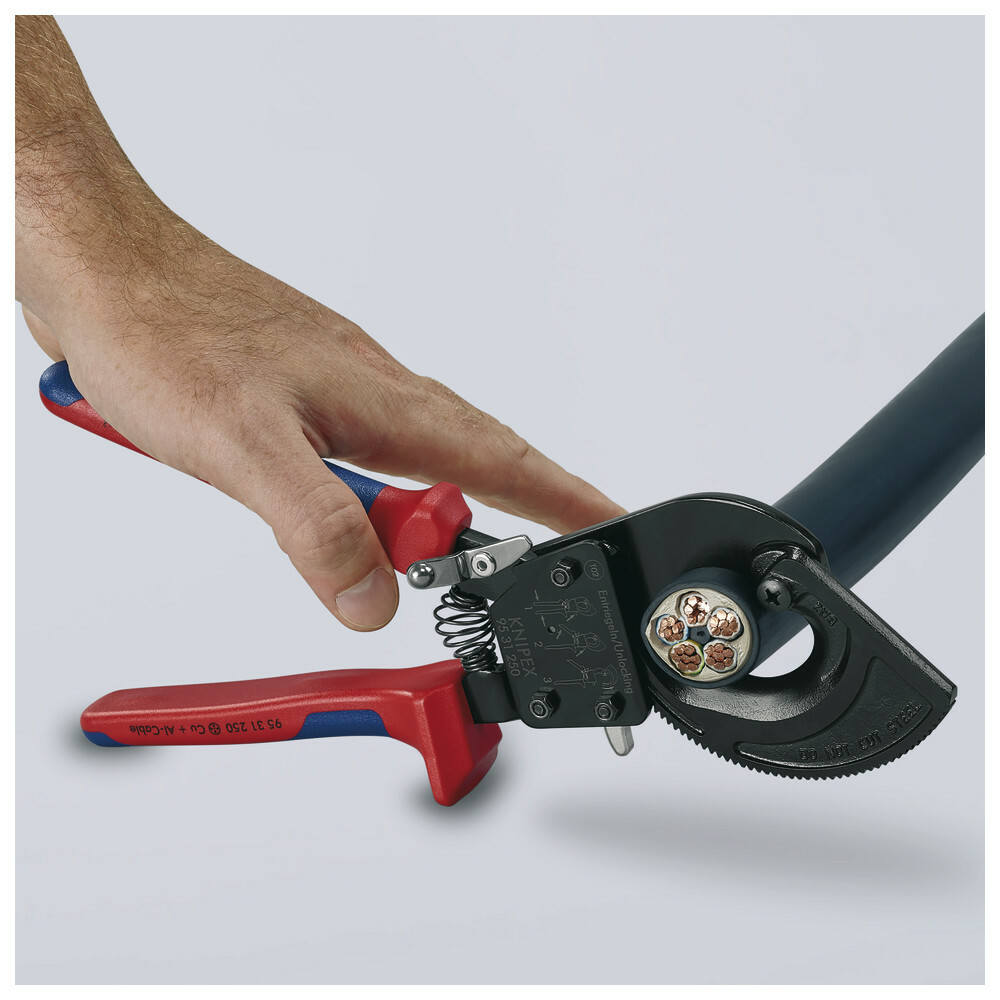 KNIPEX ACSR Freileitungsschneider 340mm - Für Freileitungsseile Mit Stahlkern Bis 32mm - Mit Ratschenprinzip