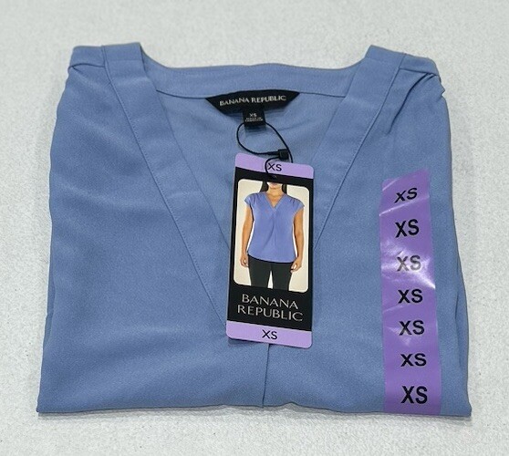 Banana Republic Women's Short Sleeve V-Neck Blouse, Purple, Size XS