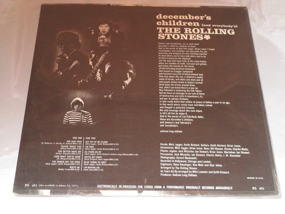 Rolling Stones December's Sealed Vinyl Record LP Album USA 1965-84 PS 451 Sticke - Image 2 of 4