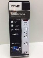 Prime Wire  Cable 4-Outlet Surge Protector with 14/3 SJT 4-Feet Cord and USB Ch