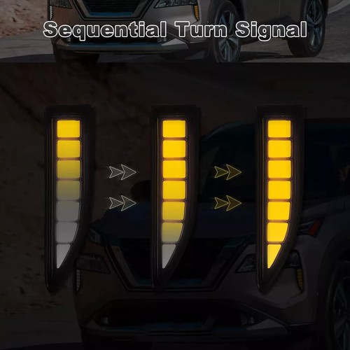 2PC LED Daytime Running Fog Light DRL Lamp 3 Color For Nissan X-Trail Rogue 2021 - Picture 5 of 8