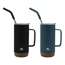 High Sierra 16oz Stainless Steel Tumblers, 2-pack Black and Teal