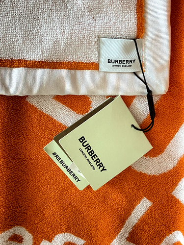 NWT Burberry Towel Orange Coordinates Jacquard Cotton 72 X 37 Inches - 第 2/3 張圖片