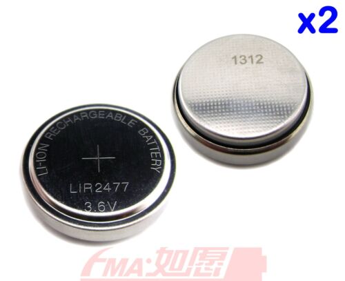 2x Rechargeable Li-ion Battery Button/Coin Cell 3.6V 180mAh LIR2477 For CR2477 - Photo 1 sur 4