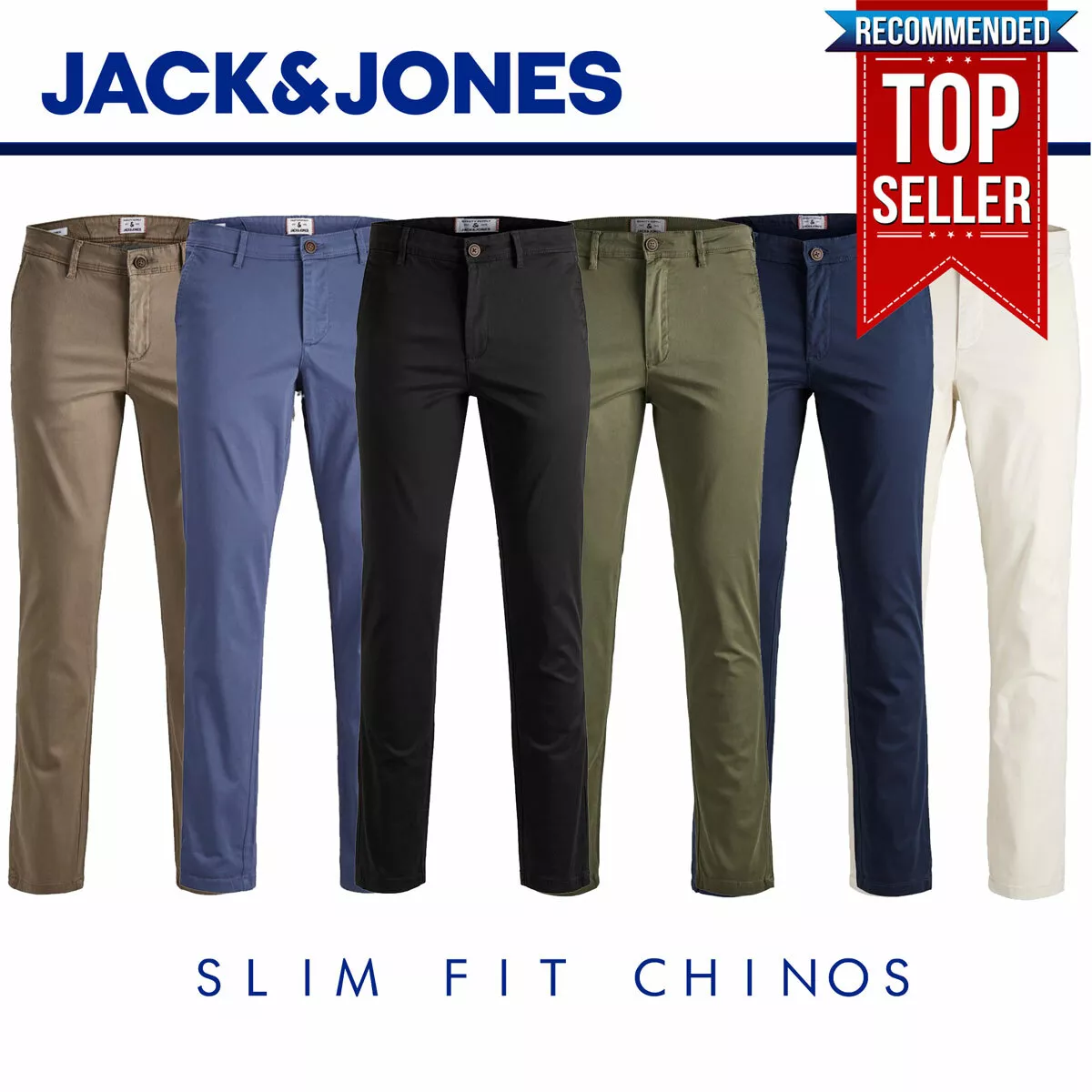 Jack Jones Chinos Intelligence Mens Slim Fit Marco Bowie RRP 50