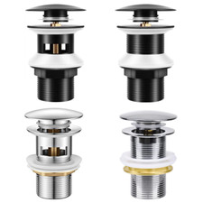 Chrome Basin Waste Click-Clack Slotted Unslotted Dome Sink Pop Up Push Button