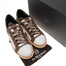 Di Bianco NWD Binetto Leather & Suede Lace-Up Sneakers Size 11.5 US White/Brown