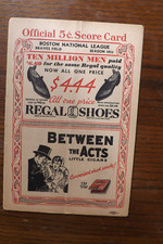 1933 Boston Braves v Philadelphia Phillies Scorecard! Loose cover.  ENDS ON 30th