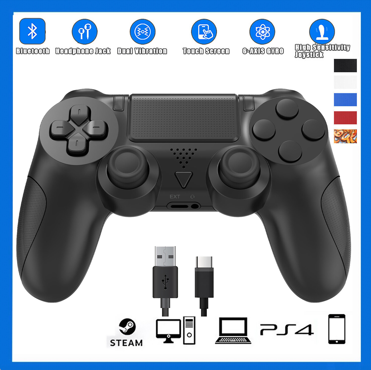 Wireless Controller for PS-4/Pro/Slim Console Bluetooth Gamepad for Playstation4