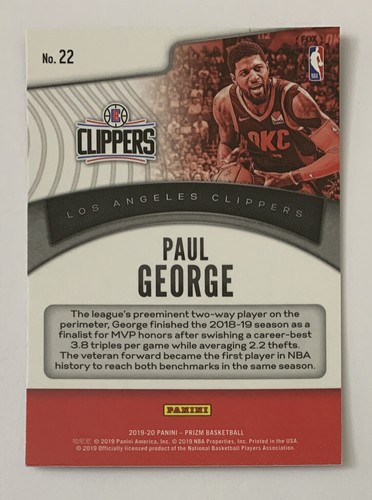 Panini Prizm Basketball Dominance 2019-20 Paul George Los Angeles Clippers #22 - Imagen 2 de 2