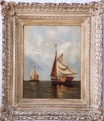 Arthur Quartley (1839-1886) Original O/C Malerei Von Schiffe IN Raritan Bay