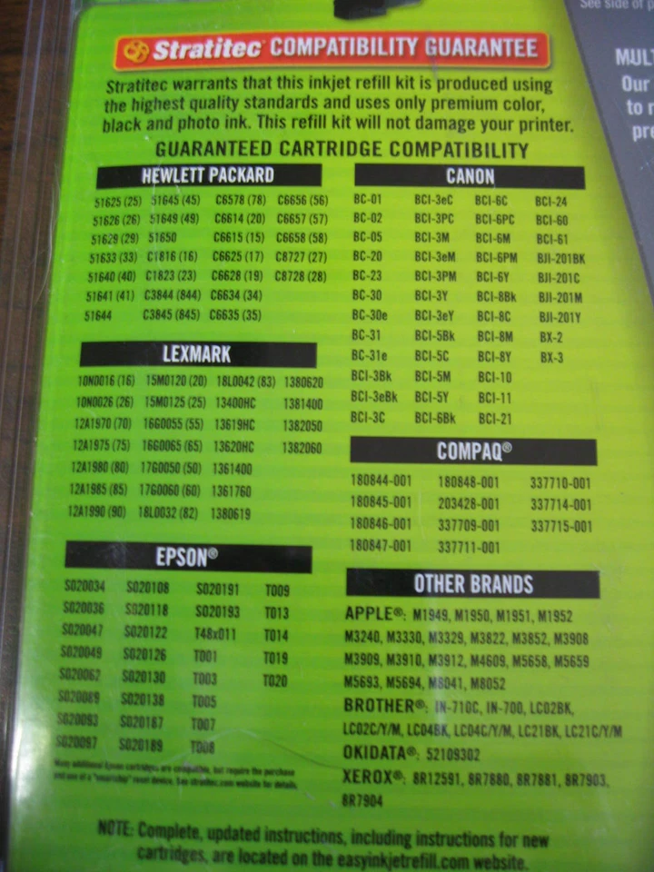 STRATITEC PREMIUM EIR595 Black / Color Inkjet Refill Kit 3, 4, 6 Printers NEW  - Image 3 of 4