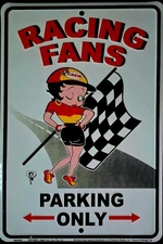 Vintage Betty Boop “Racing Fans Parking Only” Metal Sign