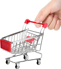 Mini Shopping Cart, Red, Durable, Perfect for Role Play, Storage, and Decor