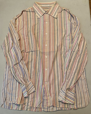 Vintage Perry Ellis Men's Striped Dress Long Sleeve Button Up Shirt XL