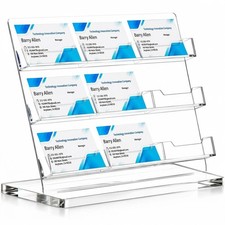 Business Card Holder for Desk, 9 Slots Clear Acrylic Card Display Stand, Larg...