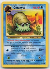 Omanyte 52/62 Fossil Unlimited Pokemon Lightly Played 3