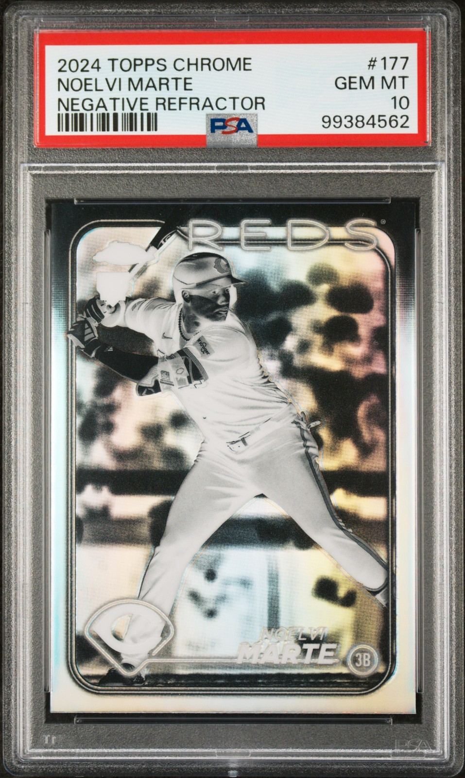 2024 TOPPS CHROME NEGATIVE REFRACTOR #177 NOELVI MARTE PSA 10