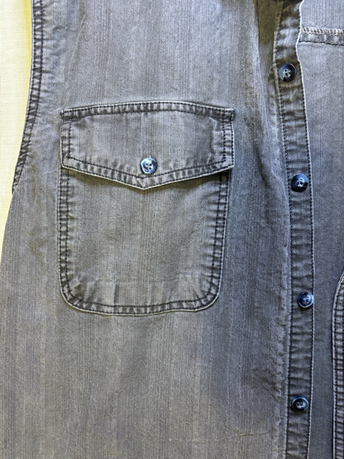 LOVERBIRD Gray Denim Button Front Collared Vest w… - image 8