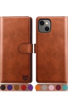 Custodia iPhone 13 mini marrone chiaro SUANPOT RFID portafoglio flip cover porta carte Regno Unito