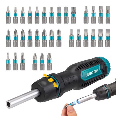33-in-1 Ratcheting Screwdriver Set with Magnetic Bits, Chrome-Vanadium Steel