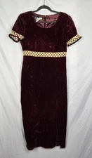 Vanna White Velvet Glittery Gold Trim Long Elegant Vintage Dress sz 12