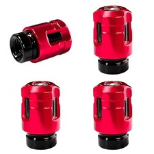 4 PCS Car Tire Valve Stem Caps, Unique Shape Dustproof Aluminum Wheel Valve Red
