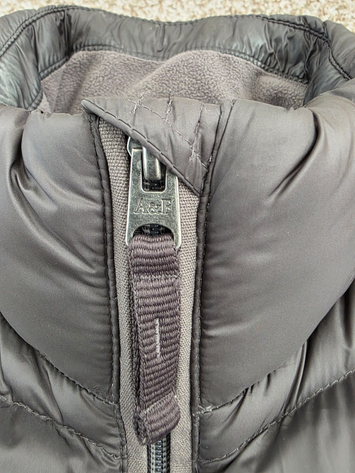 Abercrombie packable down puffer jacket dark gray… - image 3