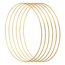 6Pcs Metal Dream Catcher Ring,Round Floral Wreath Gold Tone,3"