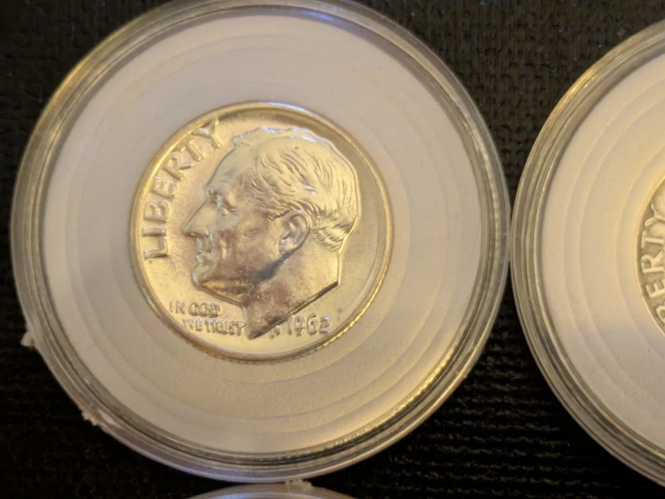 Lot of 8 - (4 Are 90% Silver) 1962/63/64 Roosevelt Dimes/Quarter+ 4 PROOF 25¢ - Image 2 of 4