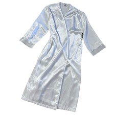 Cinema Etoile Vintage White Satin Robe S Lace Beaded Bridal Long Dressing Gown