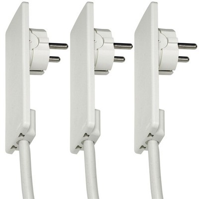 EVOline Plug-Schukostecker, nur 5 mm Höhe im eingesteckten Zustand, KS weiß 3Stk
