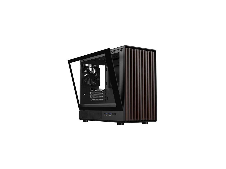 DIYPC DIY-mATX06-Wood Black USB3.0 /Type C Micro ATX Mid Tower Gaming Computer - Image 3 of 4