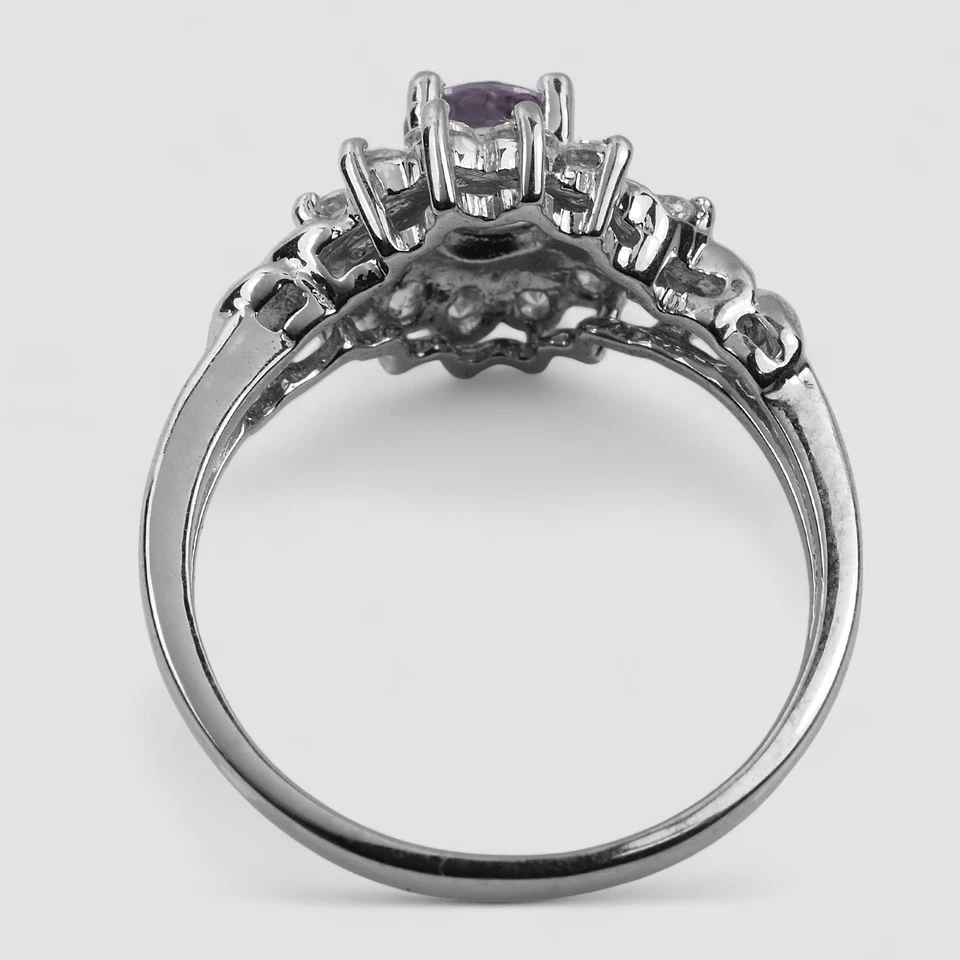 ANILLO BISUTERÍA FINA PLATA ESTERLINA 925 ESPINELA GRIS PÚRPURA 0,42 QUILATES BIRMANIA TALLA 5,5 Foto 4 de 4