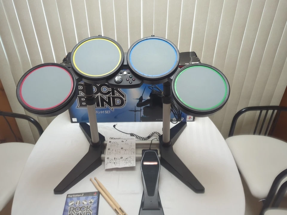 Rock Band Complete Wired Drum Set 822148 Playstation 2 PS2 W/Pedal+sticks+game - Image 2 of 4