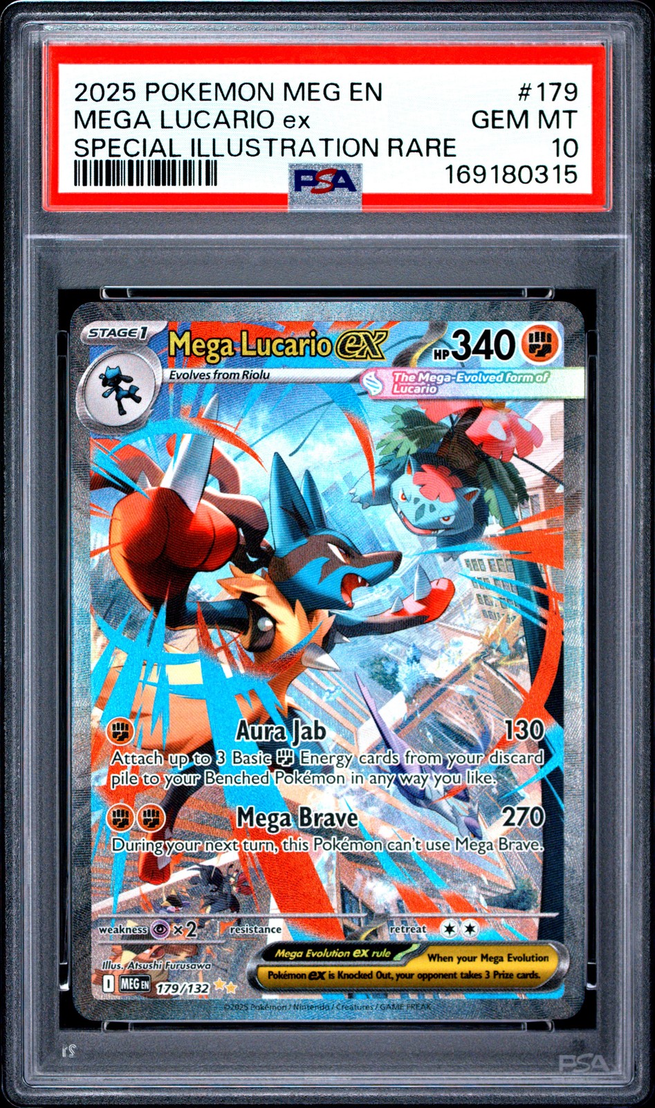 2025 POKEMON MEG EN-MEGA EVOLUTION #179 MEGA LUCARIO EX PSA 10