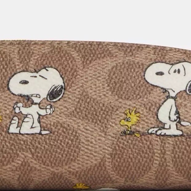NWT Coach X Peanuts Pencil Case In Signature Canvas With Snoopy
