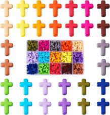 225Pcs Chunky Acrylic Cross Beads Colorful Crucifix Loose Spacer Beads 15 Colors