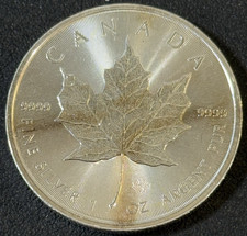 2021 1 Oz .9999 Silver Canadian 5 Maple Leaf W/Maple Leaf Privy Mark Toning