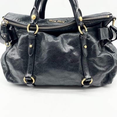 Miu Miu Vitello Lux 2way Handbag Leather Ribbon bow Shoulder Bag