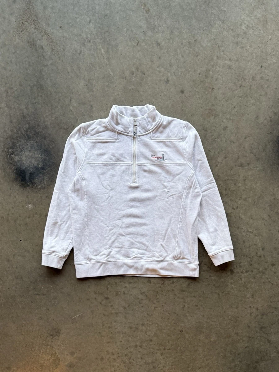 Sweat Vineyard Vines Blanc Femme – Quart Zip, Manches Longues, Col Cheminée, Taille L