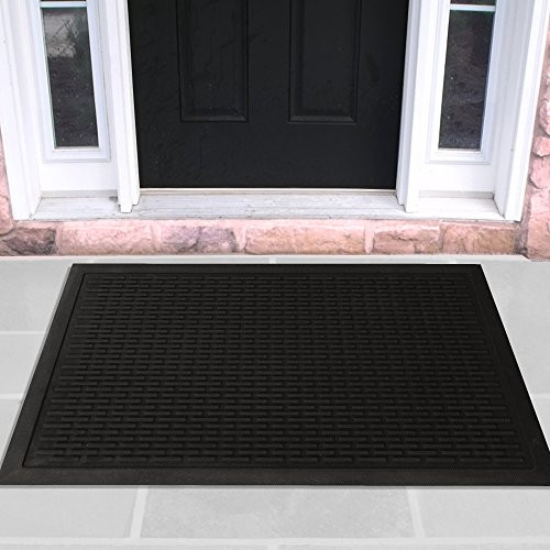 Easy Clean Waterproof Non-Slip Rubber Doormat for Indoor and Outdoor Use, 18 x 30 Inches, Durable and Stylish Black Design