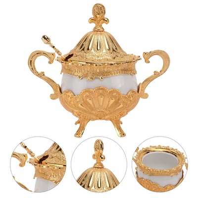 1 stück Dekorative Zuckerbecher Küche Gewürzflasche Peafowl Muster Jar (Goldene)