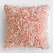 3D Decorative Romantic Valentines Stereo Chiffon Rose Flower Throw Pillow Cov...