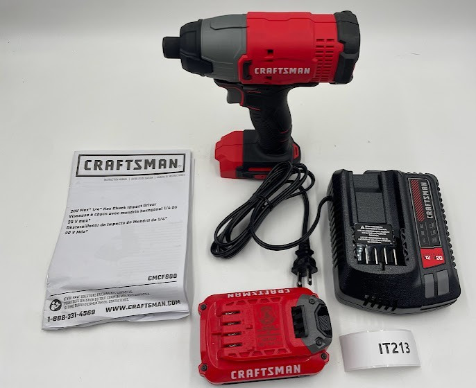 NEW  Craftsman V20 1/4 Cordless Impact Driver Kit 20V -MAX CMCF800 1-BATTTERY