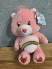 Care Bears Cheer Bear Pink Plush  8" Stuffed Animal Rainbow Play Along 2003 New