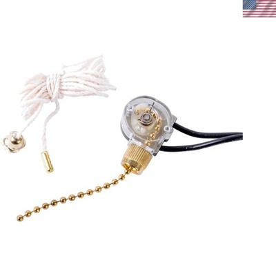 Electrical Pull Chain Switch, SPST, ON-OFF, 6 A/125V AC, 6 inch Wire Terminal...