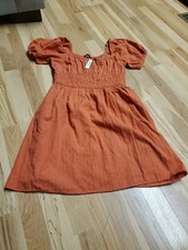NWT Women's Madewell Orange Short Sleeve Sundress Size Medium Summer Dress